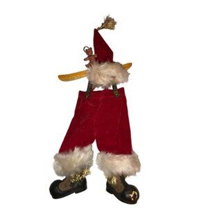 vintage santa clothes hat  teddy bear On Wooden Hanger Silvestri